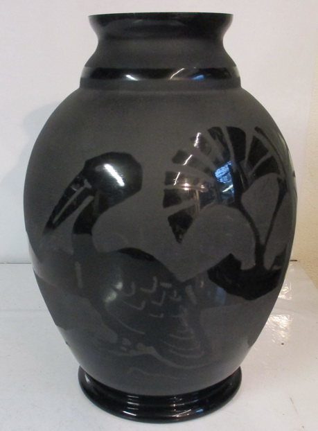 art deco Boom glass vase with pelicans