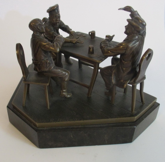 antique austrian bronze cardplayers
