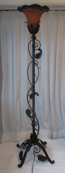 antique wrought iron floor lamp special Muller shade