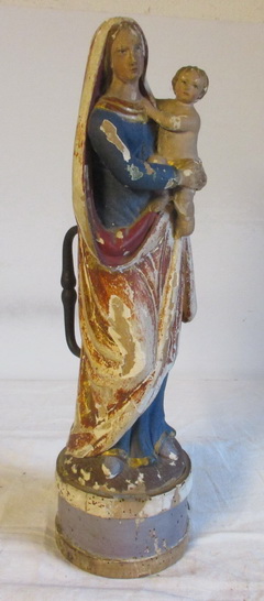antique 18th century madonna with child