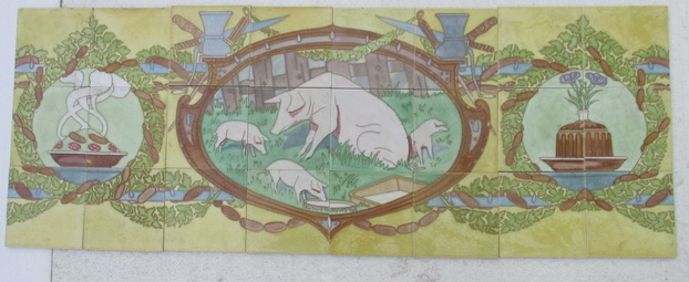 antique tiles with pigs butchery shop Hemiksem