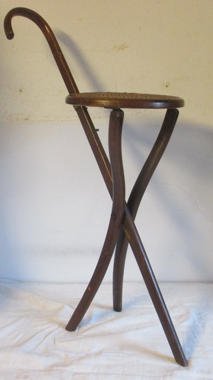 antique walking stick Thonet with chair