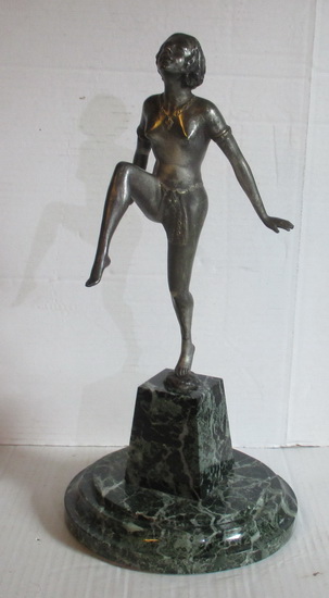 art deco bronze female dancer E. Urbain