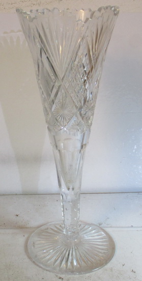 big size Val saint lambert crystal cutted glass vase